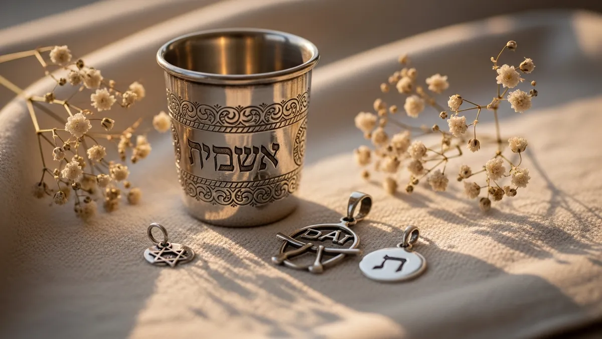 Antique open ledger and brass magnifying glass on aged oak in warm golden light, evoking the heritage of Jewish names